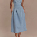 Light Blue Denim Midi Cami Dress