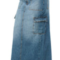 CARPENTER MID WAISTED MAXI DENIM SKIRT