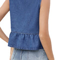 Denim Bow tie Top with Peplum Hem
