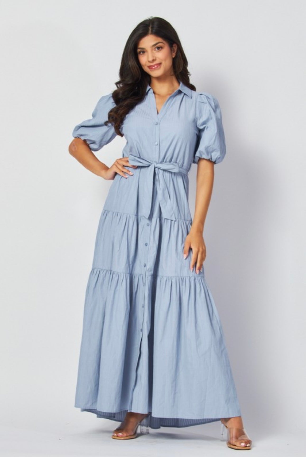 Light Denim 3 Tier Dress