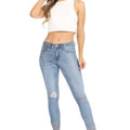 High rise 5 pocket rhinestone denim skinny jeans