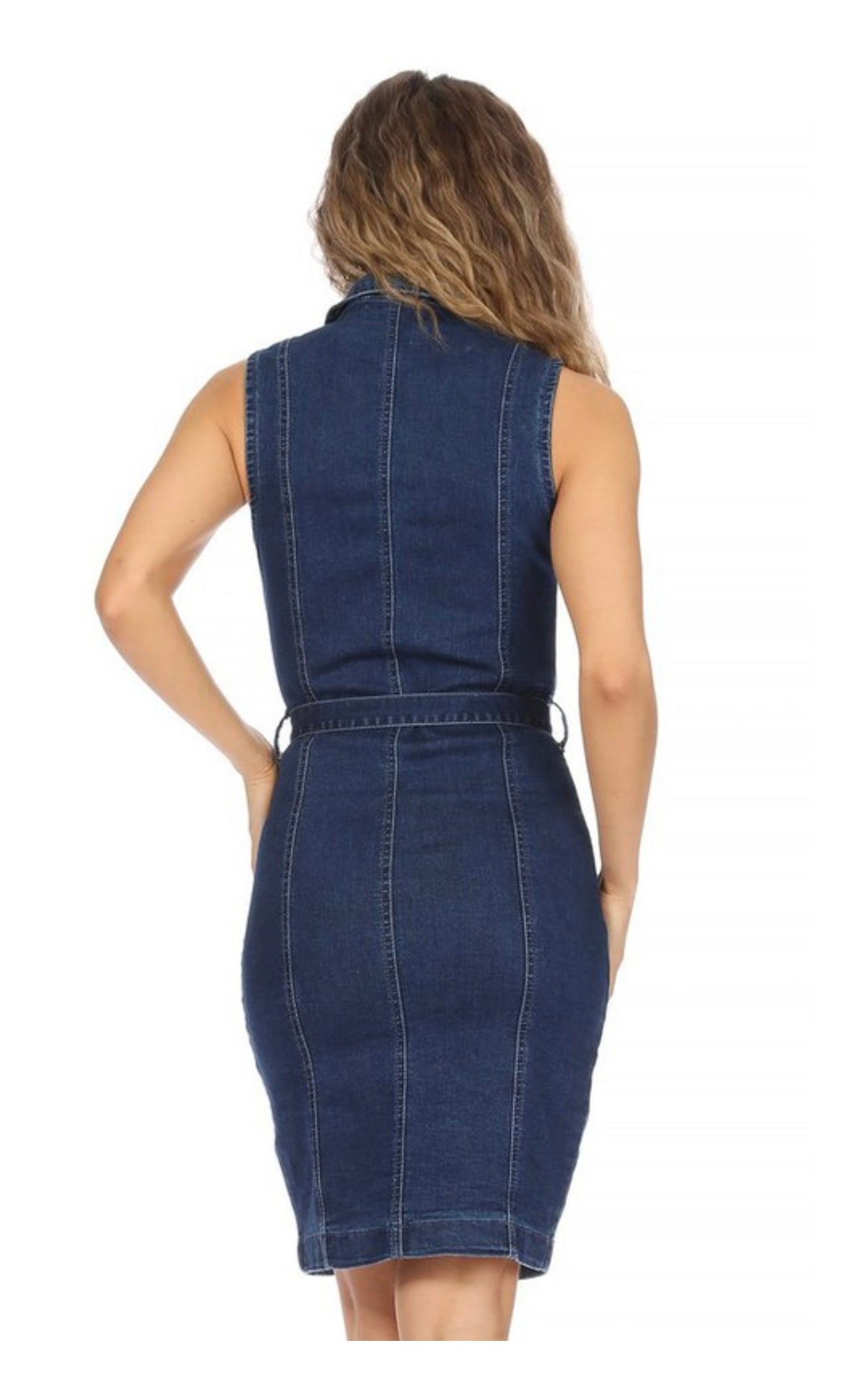 Zipper Dark Denim Dress