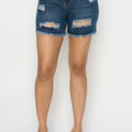 Distressed dark denim Shorts
