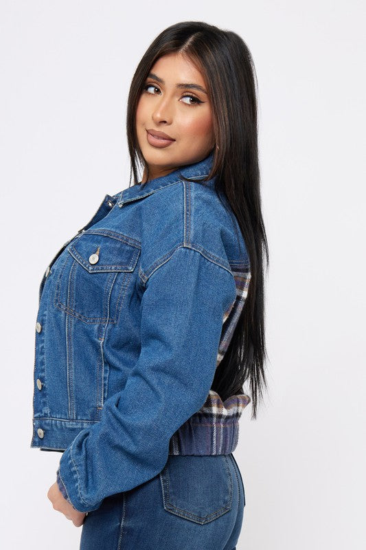 Brushed Flannel Denim mix Jackets