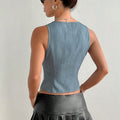 Grey Denim Bow Ties vest