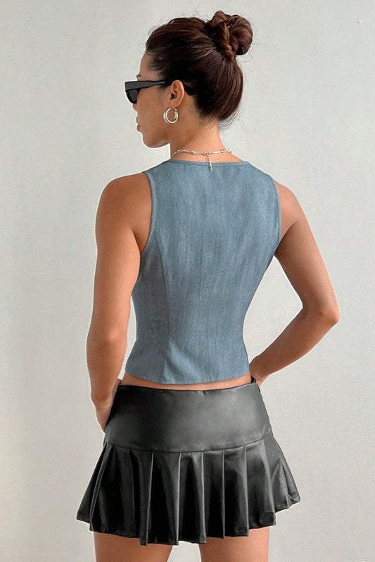 Grey Denim Bow Ties vest