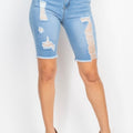 Distressed Skinny Bermuda Shorts