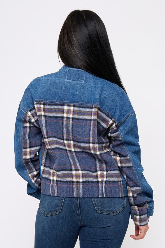 Brushed Flannel Denim mix Jackets