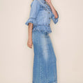 Ruffle sleeves light Denim Jacket