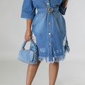 Distressed Denim Button-Up Dress