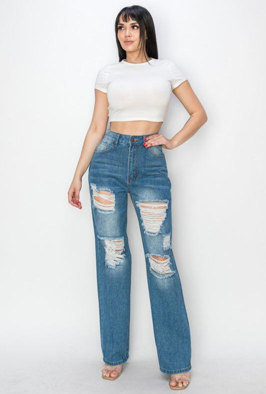 high waisted wide leg jeans