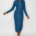 Denim Button Down Seamed Dress