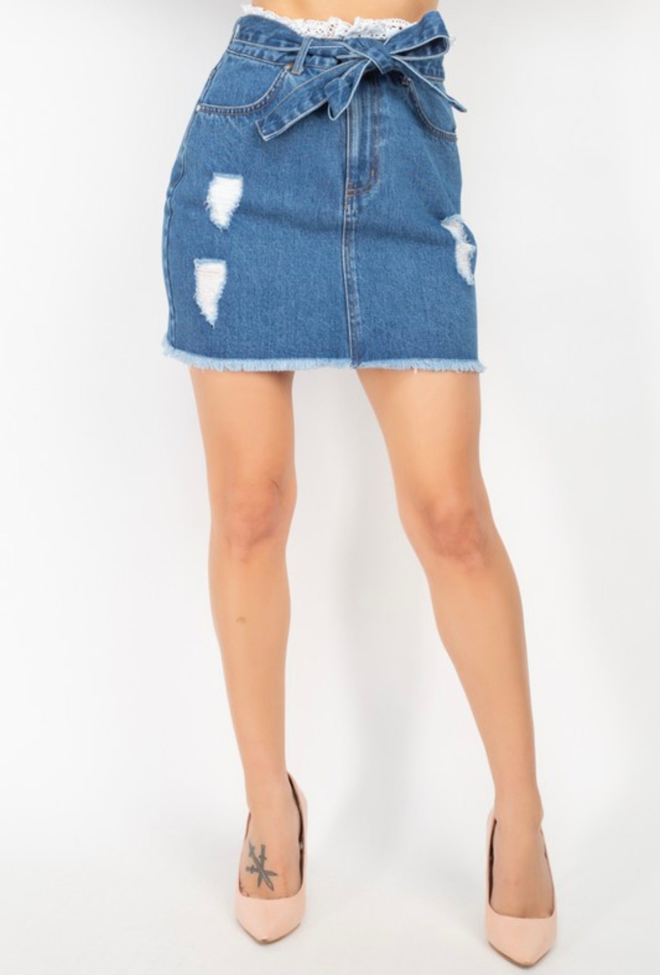Distressed Mini Denim skirt