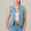 Light denim distressed Vest Jacket