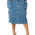 MIDI DENIM CARGO SKIRT