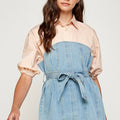 Crema Denim Waist-Tie Top