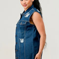 Distressed Long DenimJacket vest