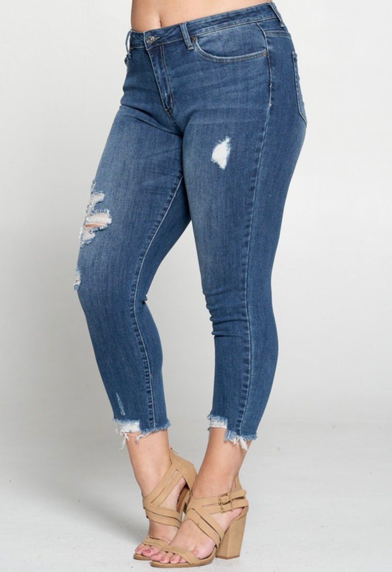 Distressed Skinny Jeans Denim Pants Plus Size