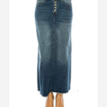 Long denim skirt maxi button-up