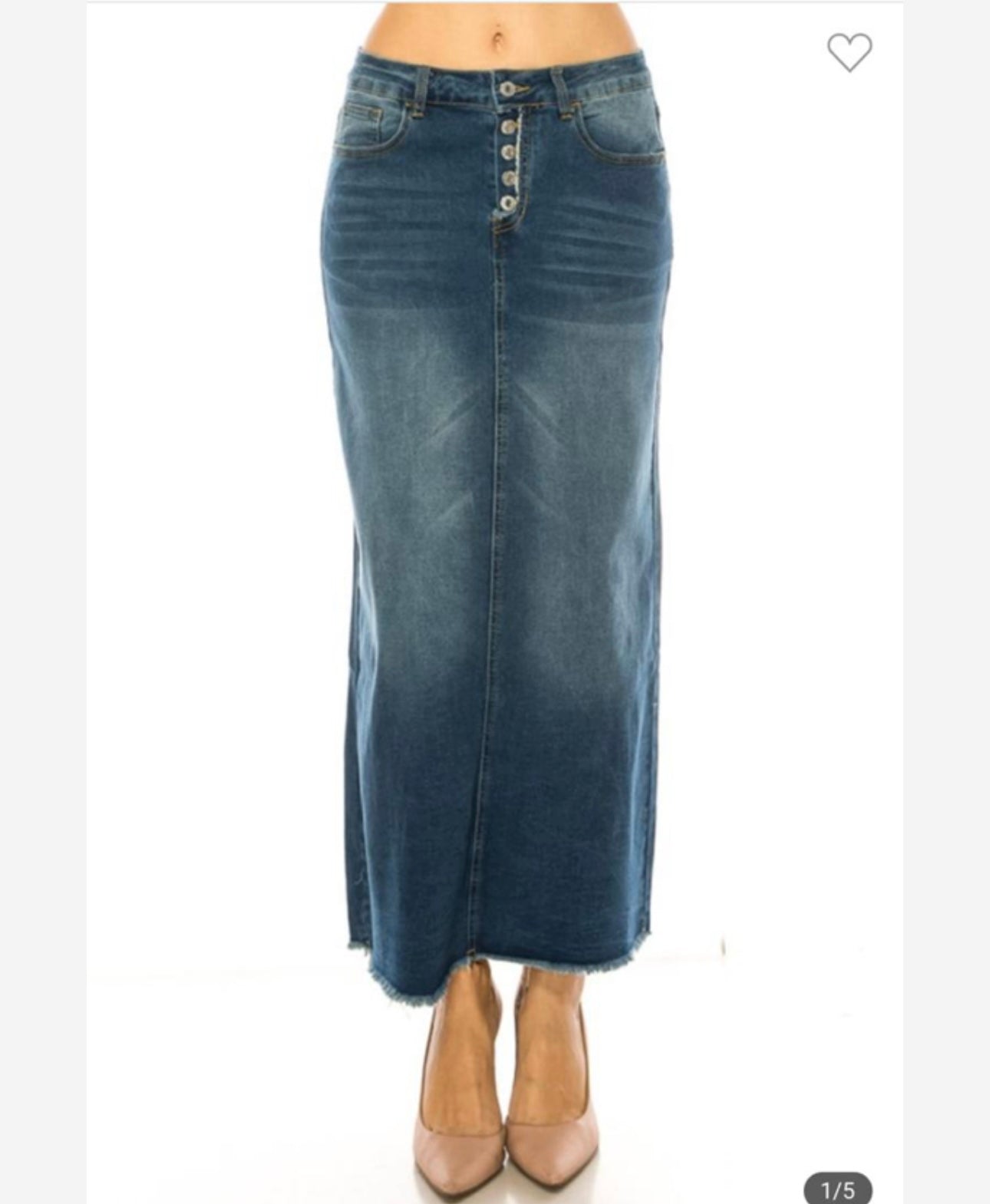 Long denim skirt maxi button-up