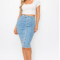 Button-Up Light denim Plus size skirt
