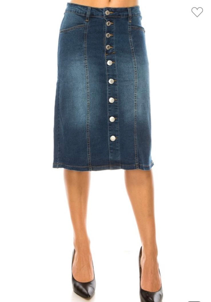 Dark denim Button-Up Skirt