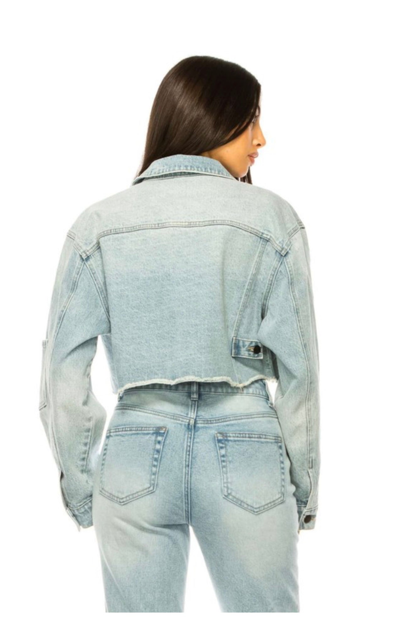 Crop Light-Wash Denim Jacket