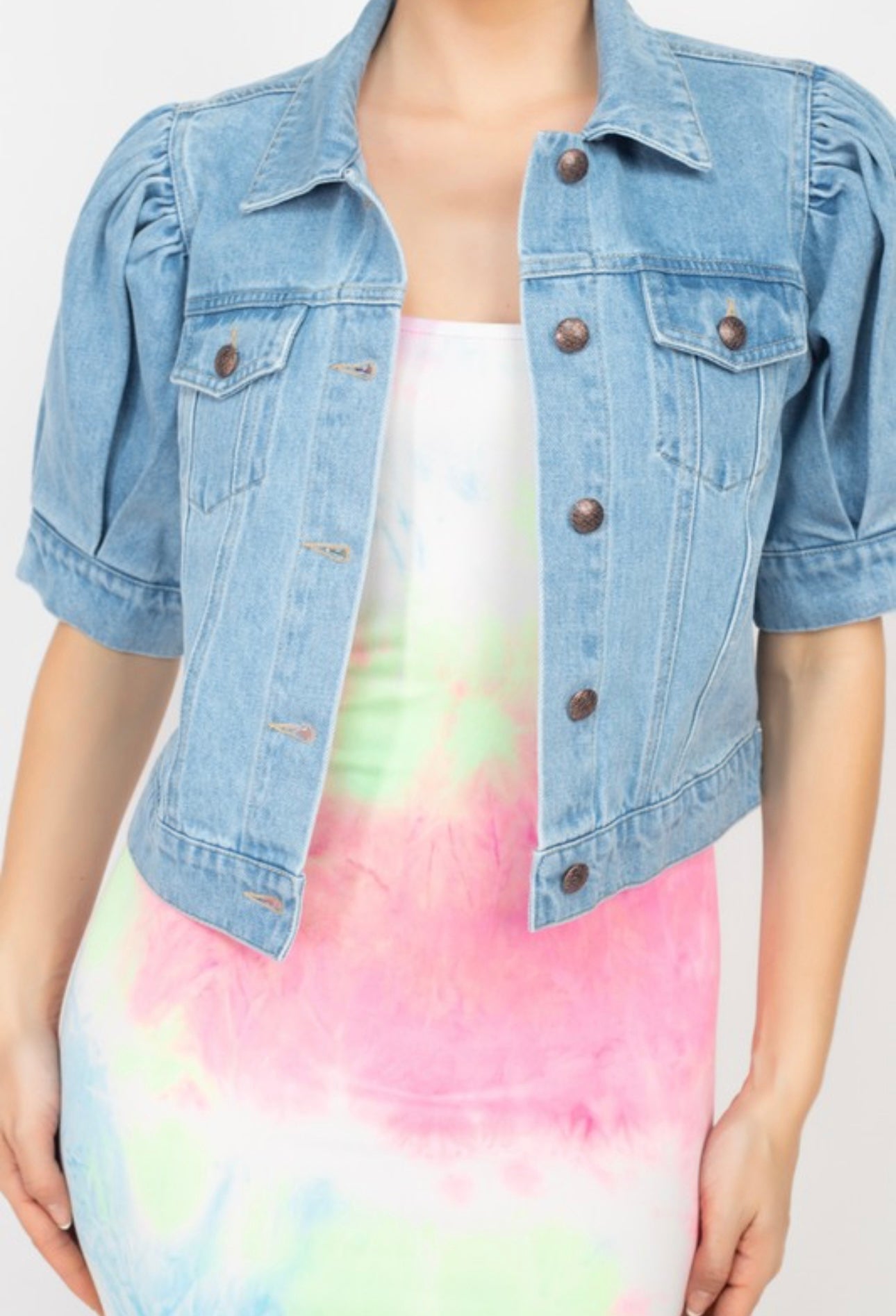 Bubble sleeve Denim Jacket