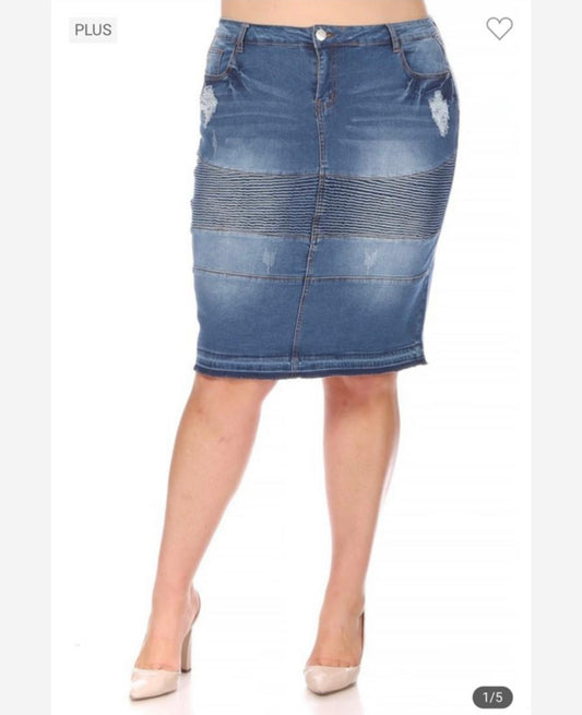 Plus size Moto  Skirt