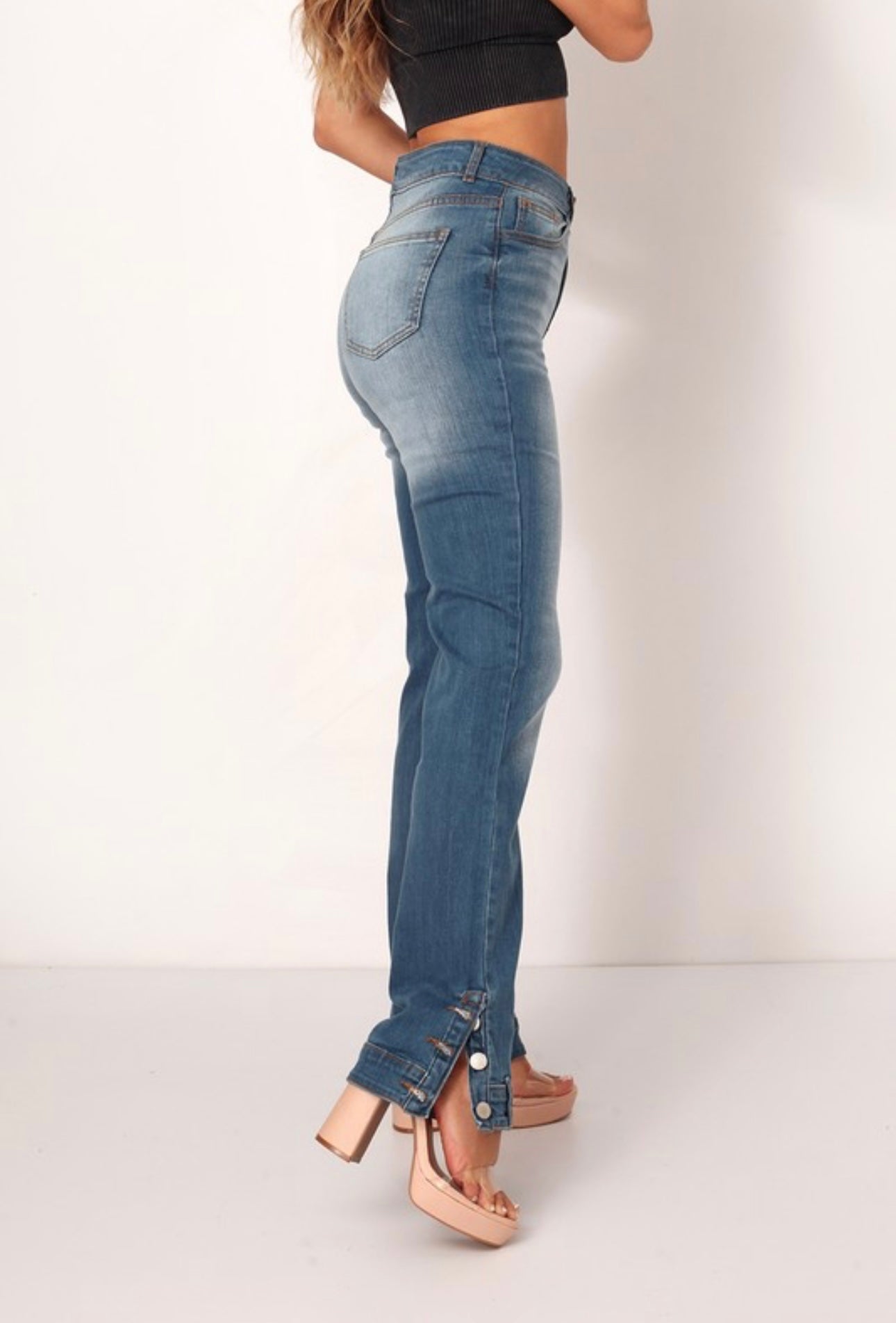 Light Wash Plain Straight Leg Denim