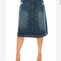 Plus distressed denim skirt