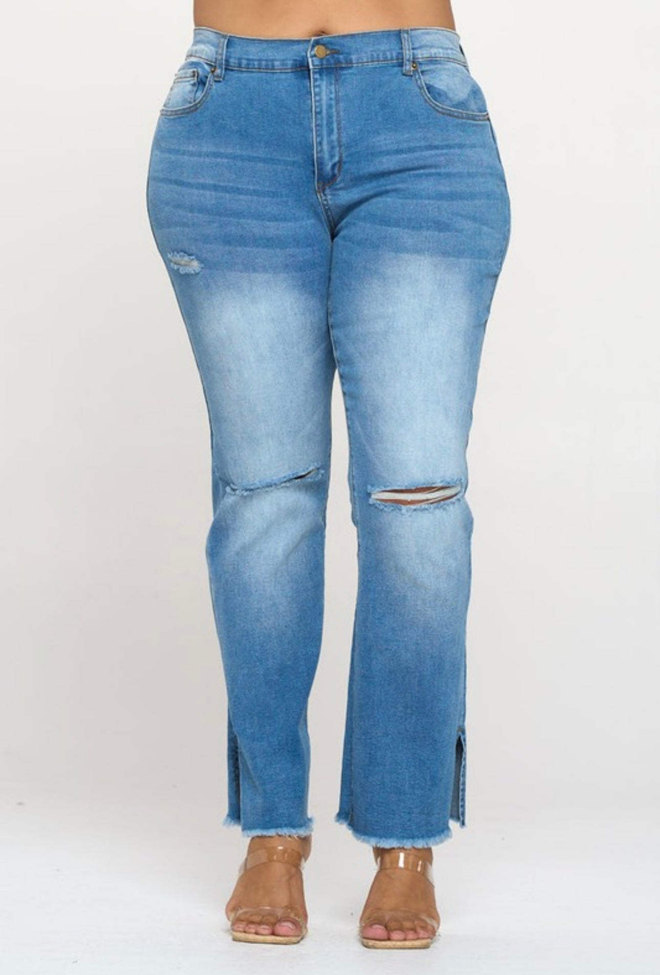 Plus Size High Rise Slit Leg Jean