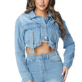 CROPPED DENIM STRAP CARGO JACKET