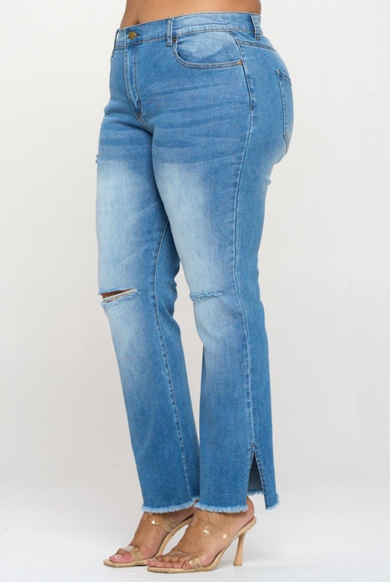 Plus Size High Rise Slit Leg Jean