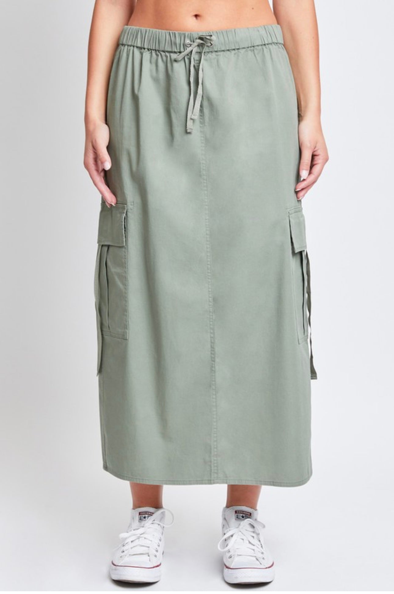 Sage Cargo Long Skirt