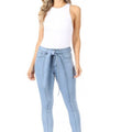 Light Denim Waist Tie Jeans