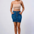 CINCHED WAIST BAND RELEASED HEM MINI SKIRT