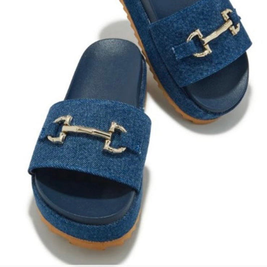 Denim slip slides