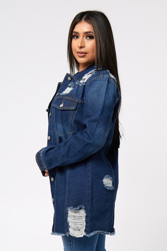 Destructed Midi Denim Jackets