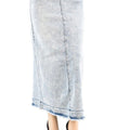 Acid wash long denim skirt