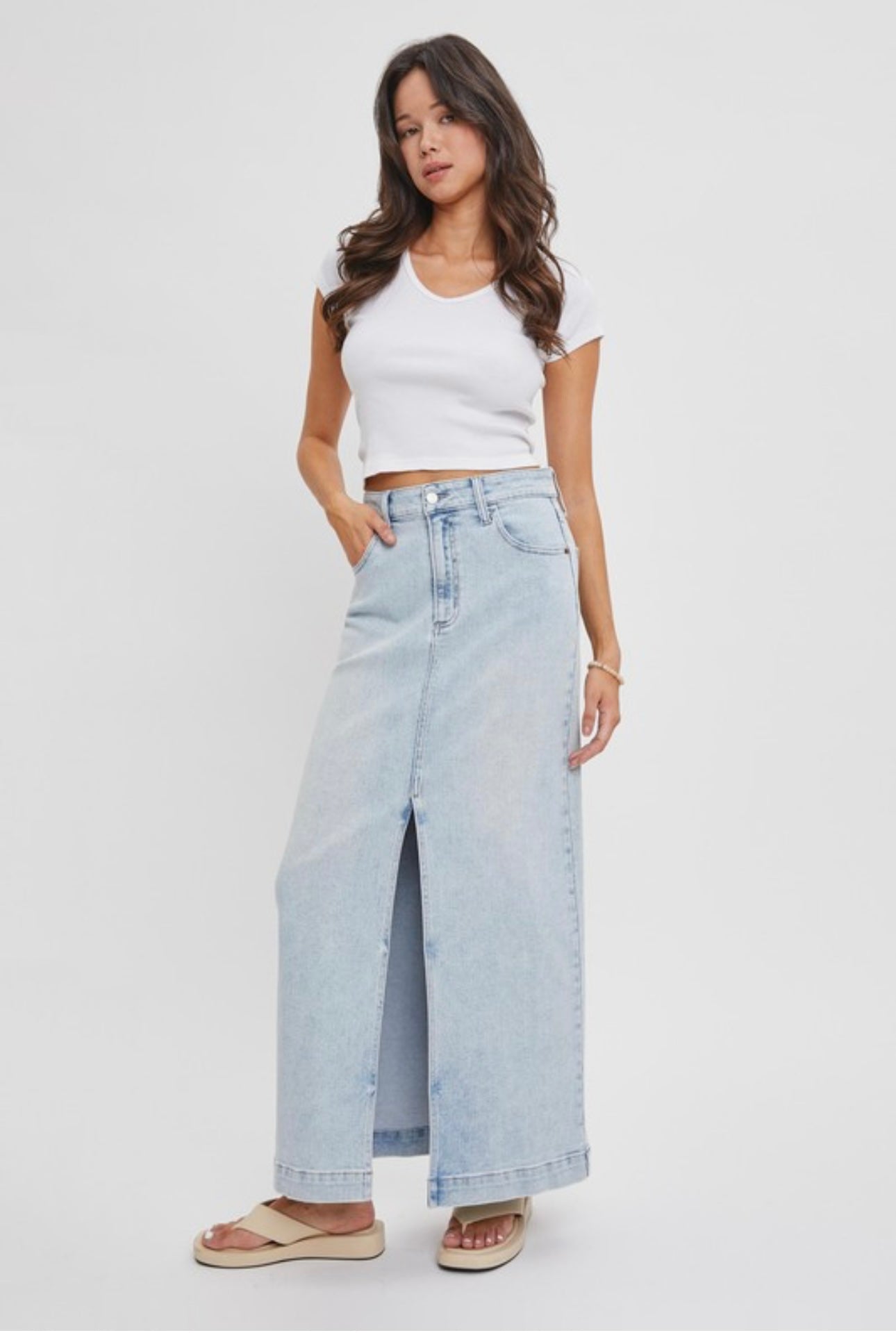 Basic Mid Waisted Maxi Skirt