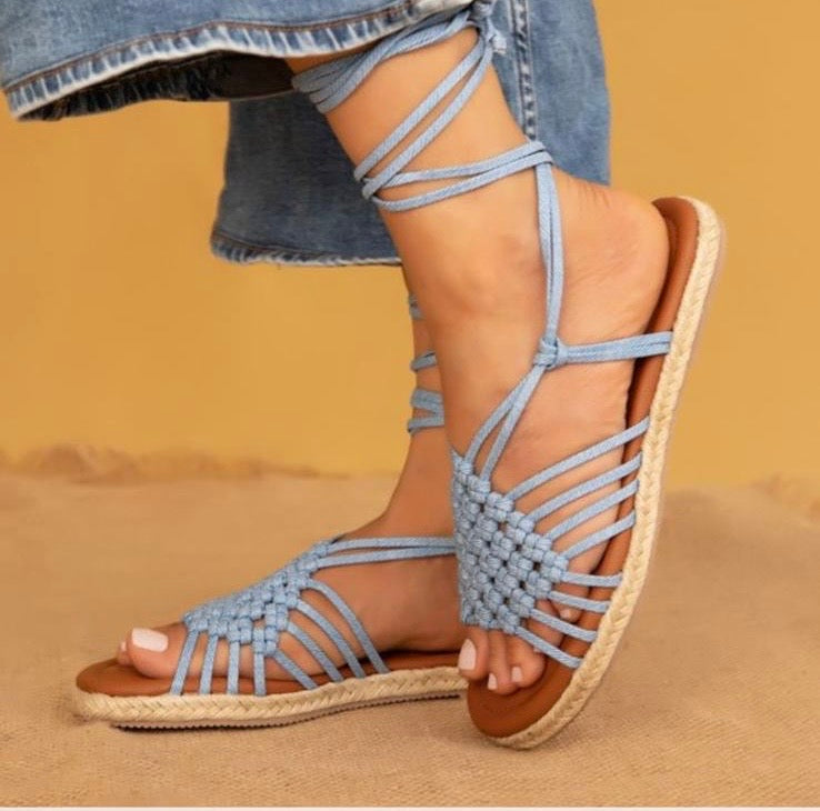 Blue straps sandals