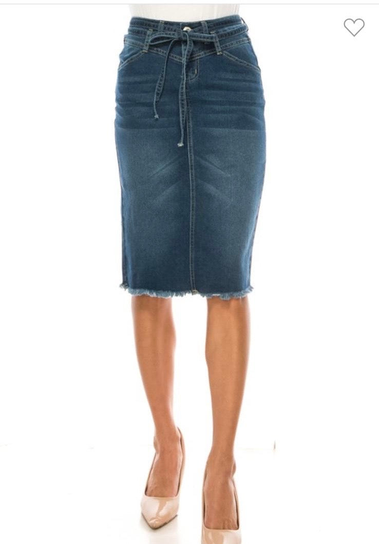 Elisa Waist-Tie Denim Skirt