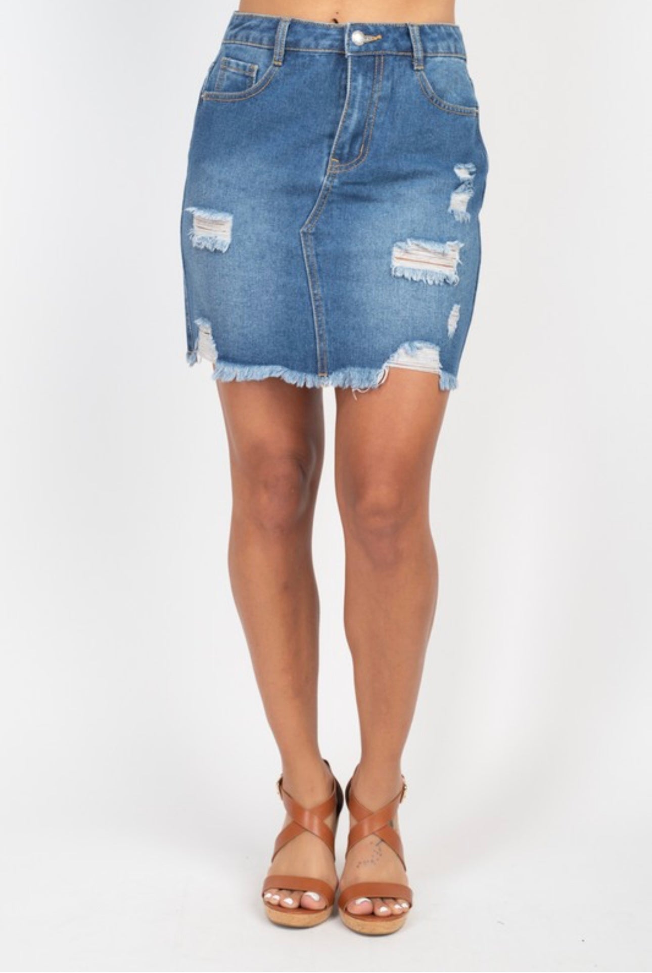 Distressed Just Jeans Mini Skirt