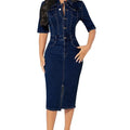Women Fashion Navy Denim Dress