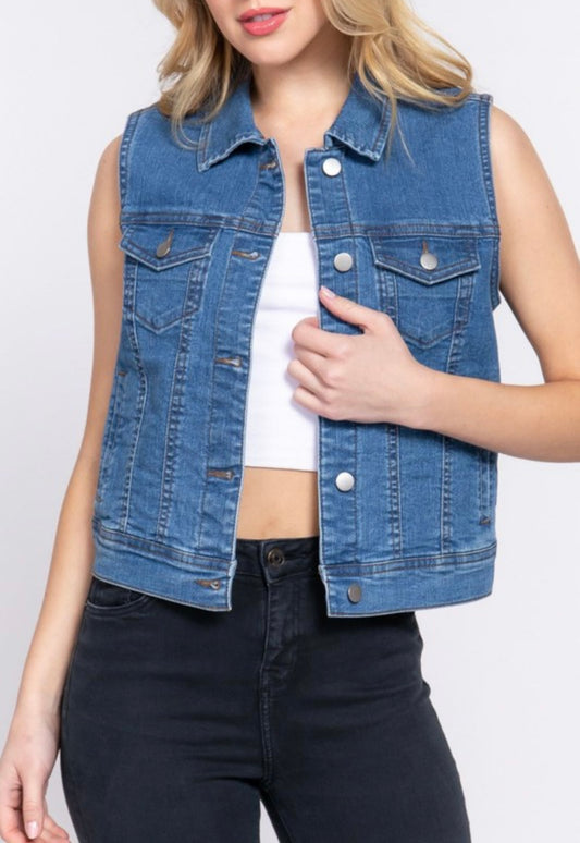 Dark STRETCH DENIM VEST