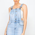 Button-Front Overall Denim Dress