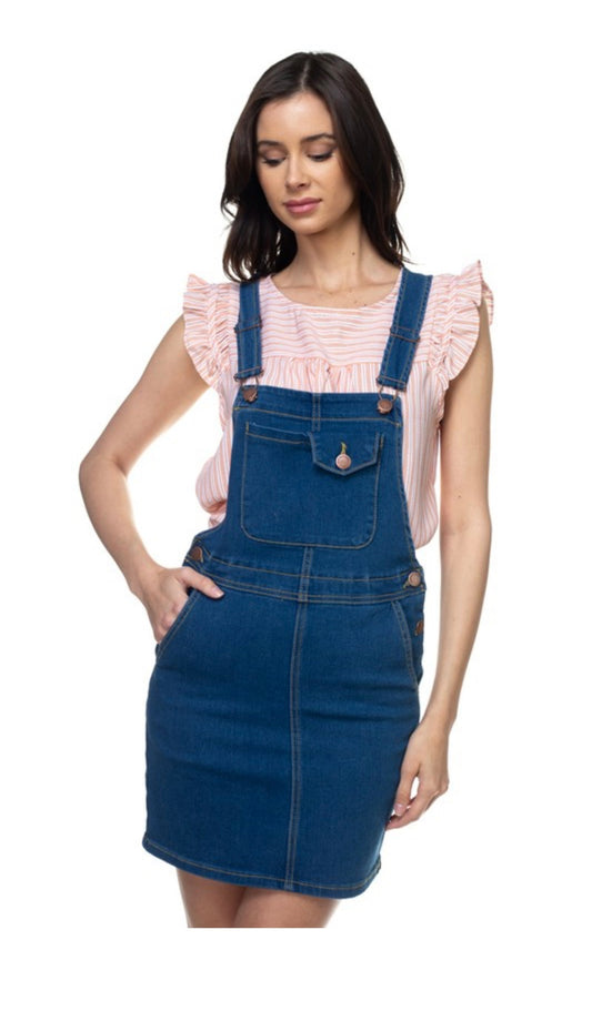 Dark Denim Mini Overall Dress