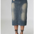 STONE WASHED DENIM SKIRT