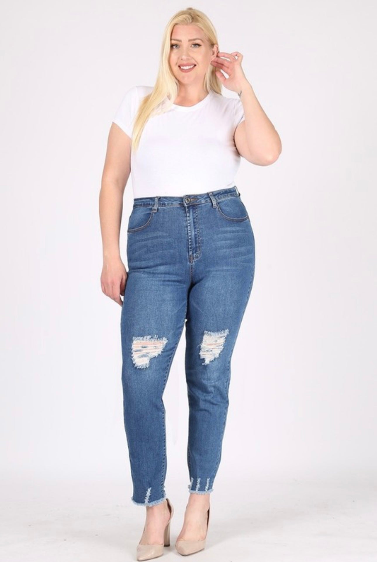 Plus Size Mid-rise denim jeans